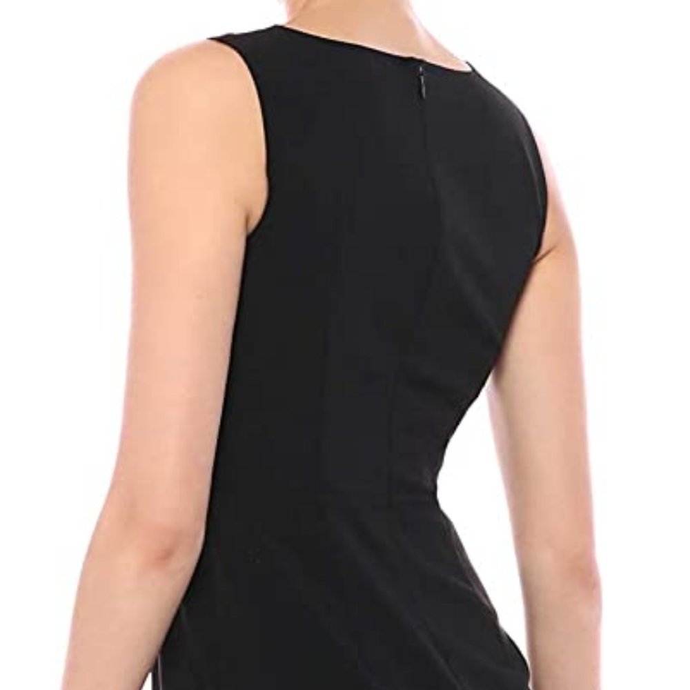 Sleeveless Crew Neck Ruffle Hem Sheath Dress - Picture 3 of 5